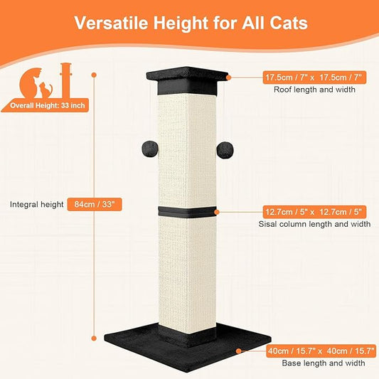 Cat Scratching Post 33 Inch Nature Sisal Cat Scratch Post - Image 2