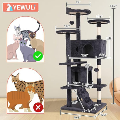 Large Cat Tree with Scratching Post, Wooden Frame, Sisal Ropes, 3 Platforms - Image 7