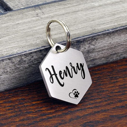 Ultra Joys Custom Personalized Hexagon Dog ID Tag - Image 2