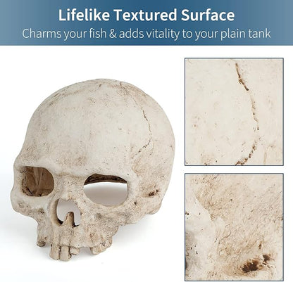 Uniclife Aquarium Skull Reptile House Decor Resin Head Skeleton Ornament - Image 6