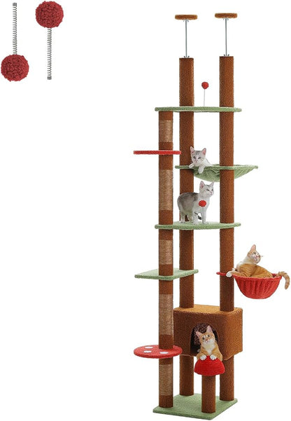 PETEPELA Floor to Ceiling Cat Tree, Adjustable 90.5''-100.4'' Cat Tower by PETEPELA