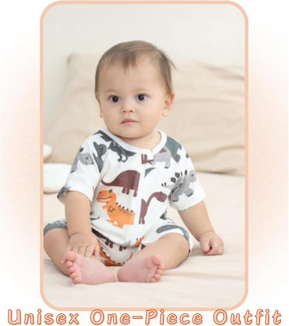 Unisex Summer Trendy 2-Pack Rompers Short Sleeve Zipped Bodysuit Infant Cotton - Image 7