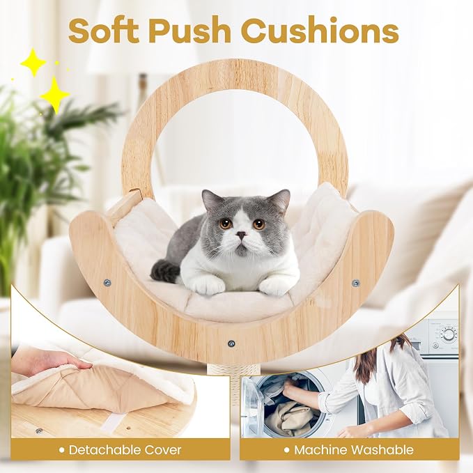 Nightcore 57” Tall Solid Wood Cat Tree - Image 7