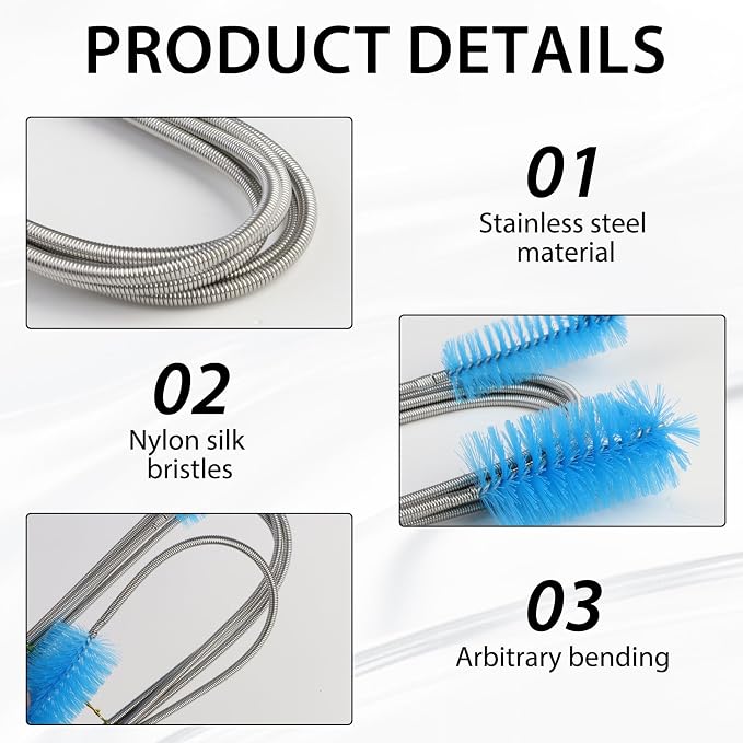 79” Flexible Pipe Cleaner Brush Set, Dual-Ended and Extra-Long Stainless Steel - Image 6