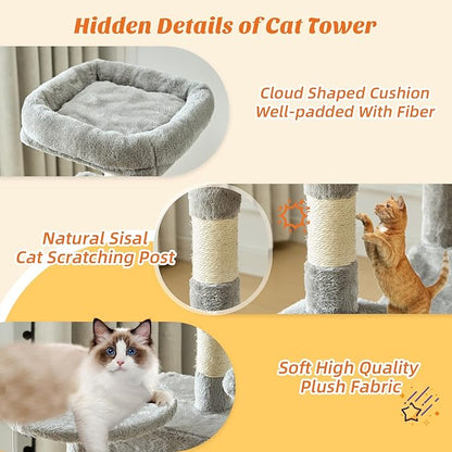 Cat Tree Tower 44 Inch, Small Cat Tower - Image 3