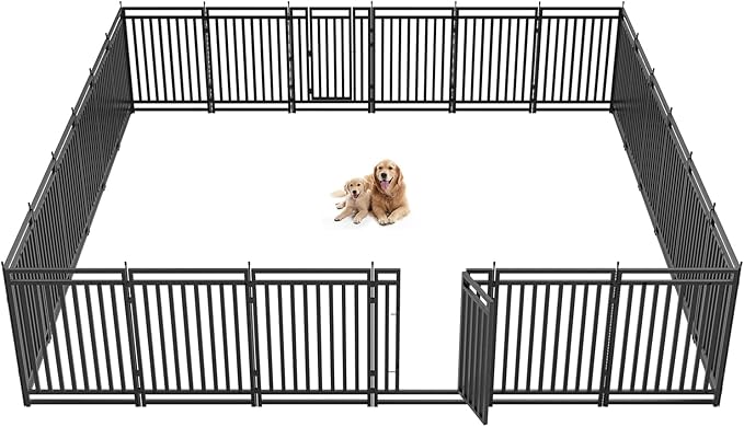 Metal Dog Fence Outdoor for Yard Indoor Dog Playpen 40" Height 24 Panels by Petorldog