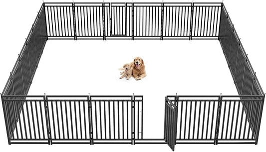 Metal Dog Fence Outdoor for Yard Indoor Dog Playpen 40" Height 24 Panels by Petorldog