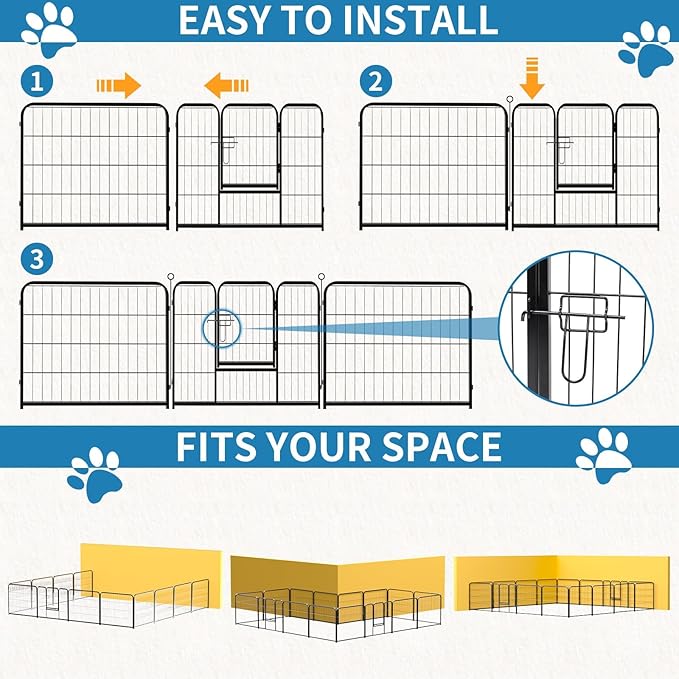 NEWBULIG Dog Playpen 16 Panels 32" Height Foldable Heavy Duty Metal Dog - Image 4