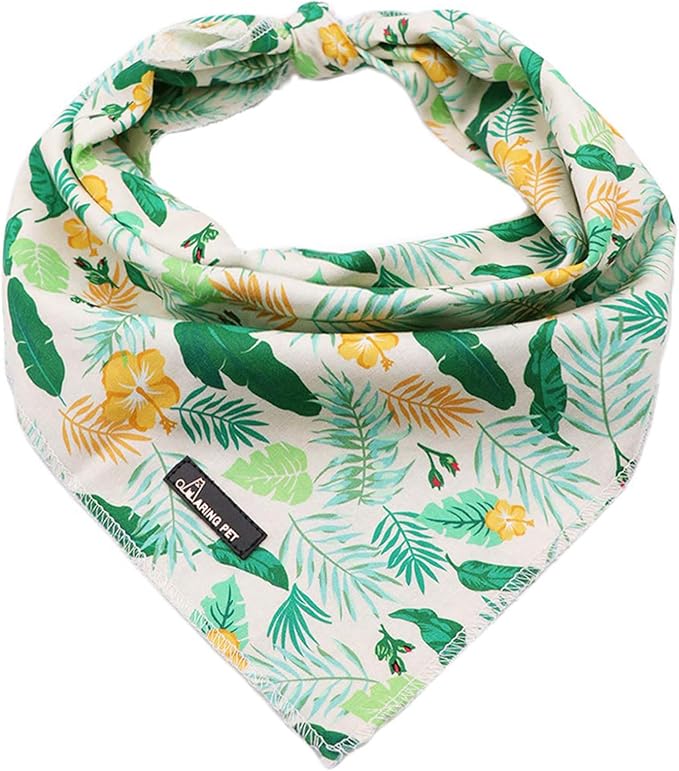ARING PET Summer Dog Bandanas, Autumn Leaf Floral Kerchief Triangle Bibs Scarf by ARINGPET