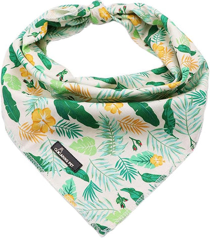 ARING PET Summer Dog Bandanas, Autumn Leaf Floral Kerchief Triangle Bibs Scarf by ARINGPET
