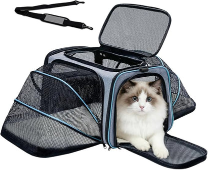 Double Expandable Cat Carrier, Airline Approved Soft-Sided Pet Travel Carrier by Srinlon