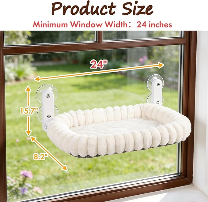 2PC Cat Window Perch with Bolster Foldable Cat Hammock Cushion Bed - Image 3