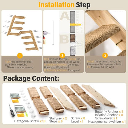 2 Pack 4 Steps Cat Wall Shelves and Stairs - Image 7