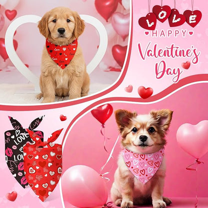 Abbylike 50 Pcs Valentines Day Dog Bandanas Bulk Red and Pink Bandanas - Image 4