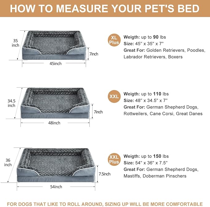 WNPETHOME Dog Beds for Large Sized Dogs, Washable Orthopedic Dog Couch Sofa Bed - Image 3