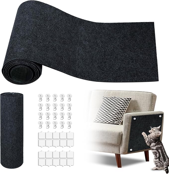 Cat Scratch Mat, 118.5"x17.4" Trimmable Self-Adhesive Cat Scratch Furniture by GMEZZO