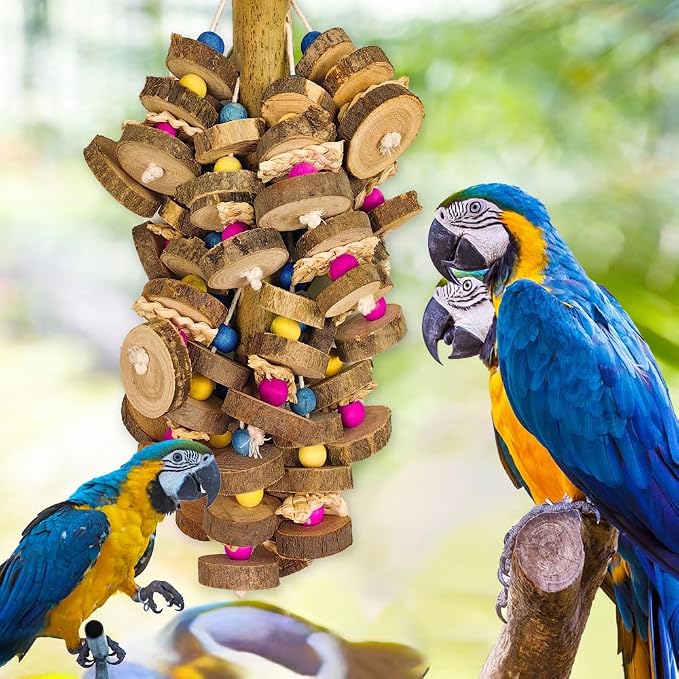 Extra Large Bird Parrot Toys- 19.7 inch Multicolored Natural Wooden Block - Image 4