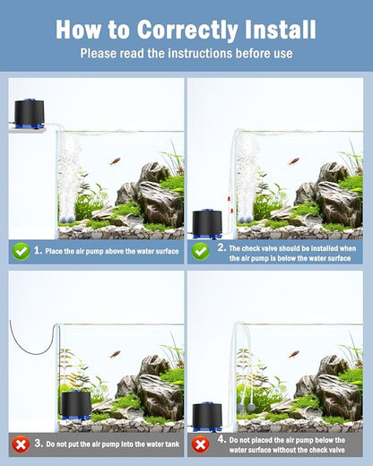 AQQA Aquarium Air Pump, Quiet Powerful Fish Tank Air Pump 3W/6W/10W - Image 6