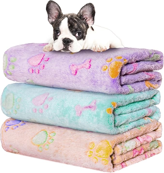 Rezutan 1 Pack 3 Dog Blankets for Small Pet Cat Super Soft Fluffy Premium Throw by Rezutan