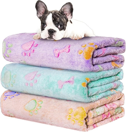 Rezutan 1 Pack 3 Dog Blankets for Small Pet Cat Super Soft Fluffy Premium Throw by Rezutan