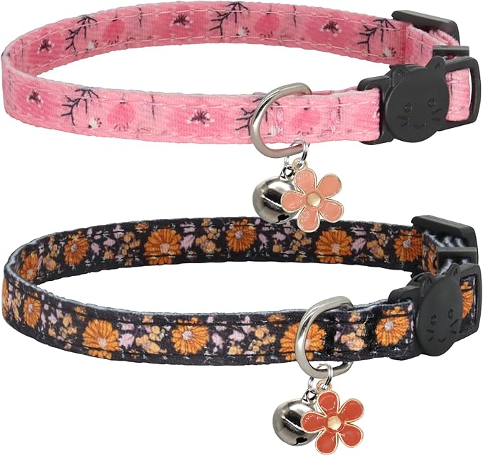 Cat Collar Breakaway, 2 Pack Cotton Cats Collars by Giecooh