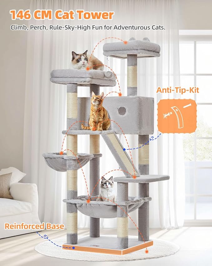 Taoqimiao Cat Tree 57.5-Inch, Cat Tower - Image 2
