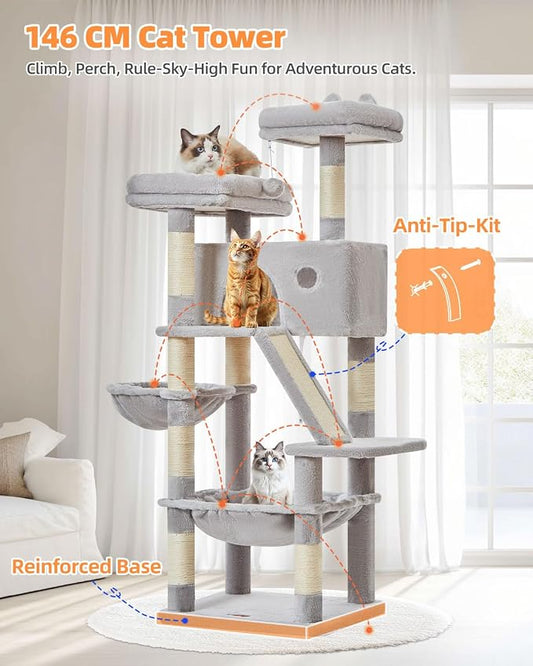 Taoqimiao Cat Tree 57.5-Inch, Cat Tower - Image 2
