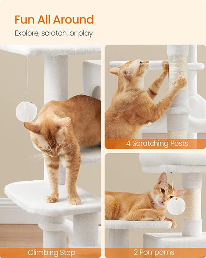 Feandrea Cat Tree, 44.1-Inch Cat Tower, Plush Multi-Level Condo - Image 6
