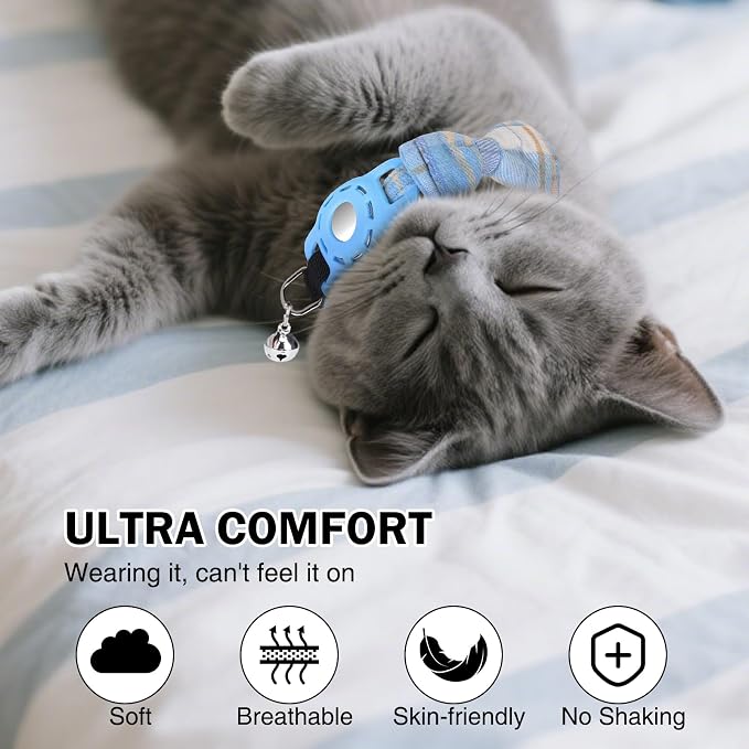 Airtag Cat Collar with Bells and Bowtie -Safety Elastic Band Kitten Collar - Image 4