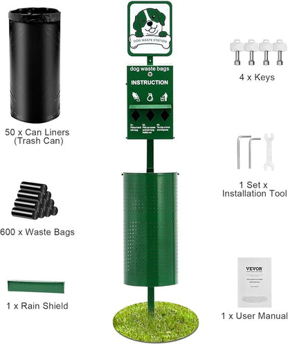 VEVOR Pet Waste Bin, 11.5 Gallon Dog Poop Station - Image 9
