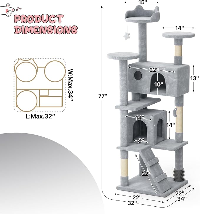 MoNiBloom 77 Inch Cat Tree Tower - Image 2