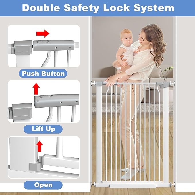60.2"-65.7" Baby Gates Extra Wide, 40.5" Tall Dog Gate Indoor, Walk Through Pet - Image 5