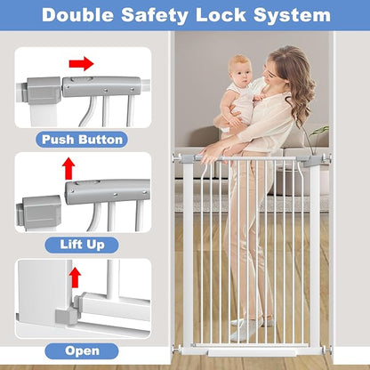 72.2"-76.7" Extra Wide Baby Gate, 40.5" Tall Dog Gate Indoor, Walk Through Pet - Image 3