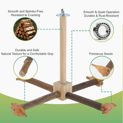 Rotating Bird Perches, Natural Wooden Perch - Image 4