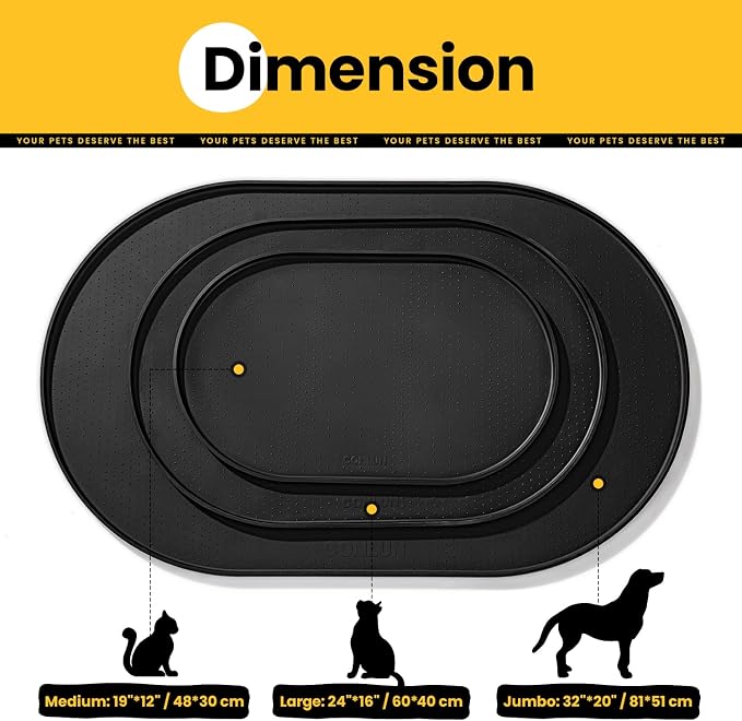 Dog Food Mat, 1/2 Inch Raised Edges Cat Feeding Mat - Image 4