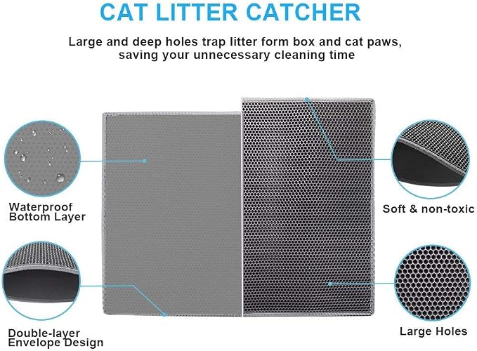 Pieviev Cat Litter Mat Double Layer Waterproof Urine Proof Trapping Mat 1 Pack) - Image 3