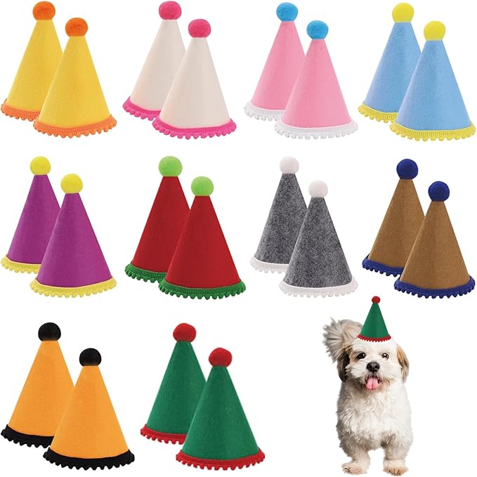 20 Pcs Dog Birthday Hat Set for Small Medium Dogs Cat Puppies, Mini Party Hat by Cellcacn