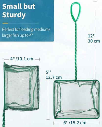 Pawfly Aquarium Fish Net with Braided Metal Handle Square Net with Soft Fine - Image 2