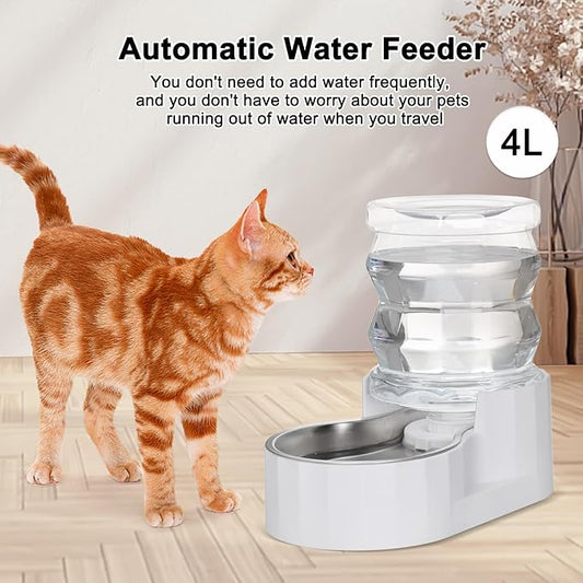 RIZZARI Pet Water Bowl Dispenser: 4L Large Capacity Automatic Stainless Steel - Image 2