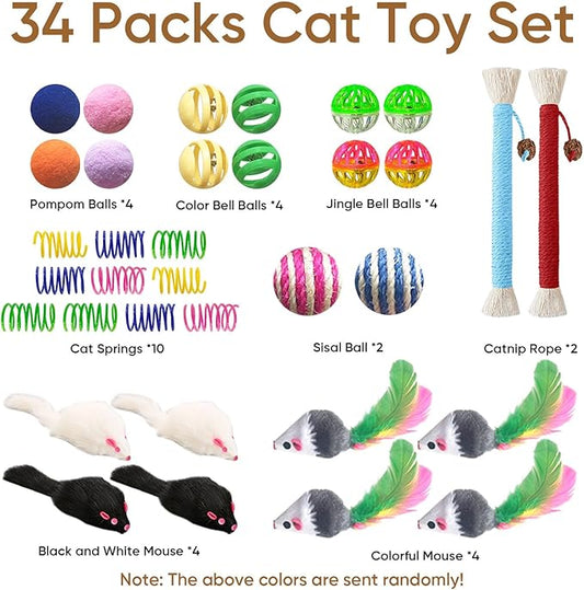 Cat Toys for Indoor Cats, 34 Packs Interactive Cat Toy Set - Image 2