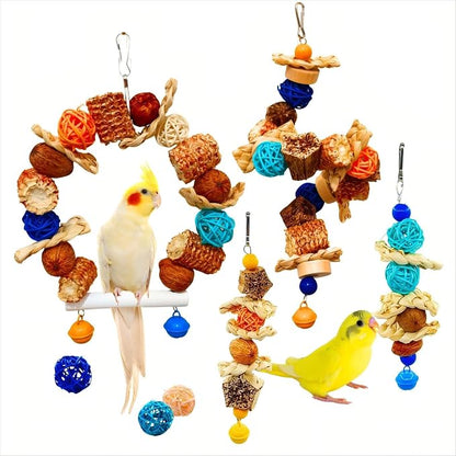 Parakeet Swing Toys, Bird Cage Hanging Chewing Toys, Natural Bird Parrot Toys by XLpeixin