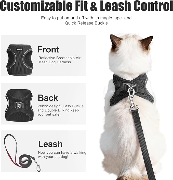 PetiFine Cat Harness and Leash Set, Escape Proof Kitten Harness Reflective - Image 2