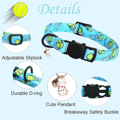 Cat Collar-2 Pack Cat Collars Tennis Balls & Footprint Cat Collar Breakaway - Image 2