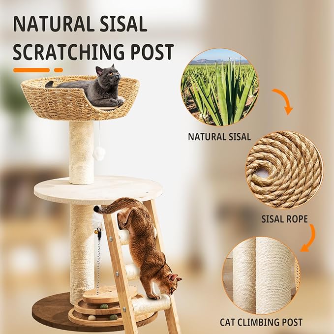 Natural Wood Modern Cat Tree - Image 5