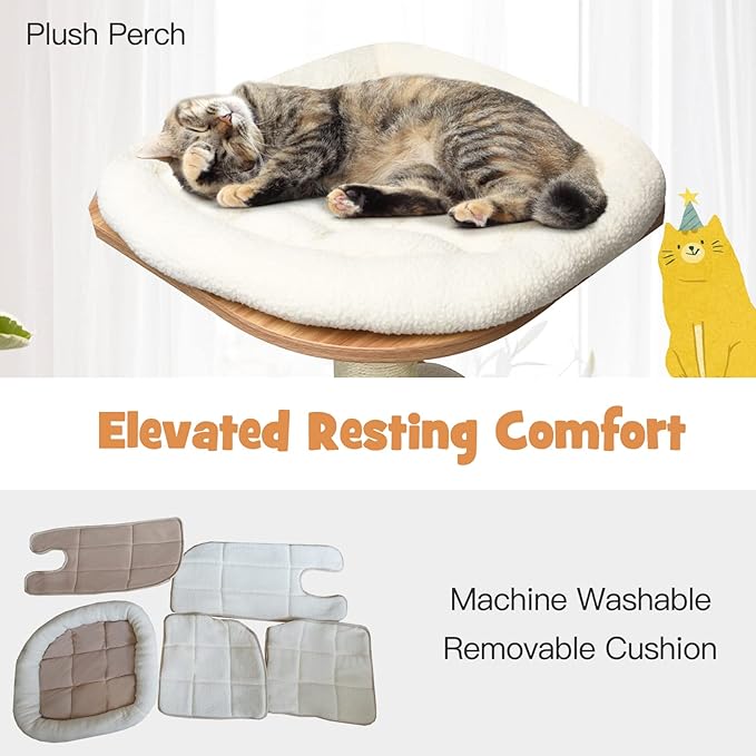PETSITE 69 Inches Tall Cat Tree, Modern Wooden Cat Tower - Image 6