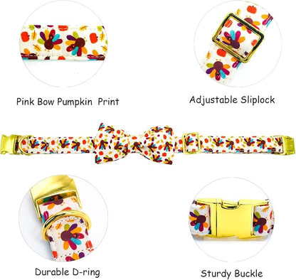 Thanksgiving Dog Collar, Turkey Dogs Collars Bow Tie Pet Collar Adjustable Pet - Image 2