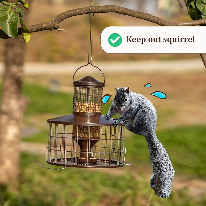 Upgraded Squirrel Proof Bird Feeders, 3Lbs Capacity Caged Bird Feeder, - Image 6