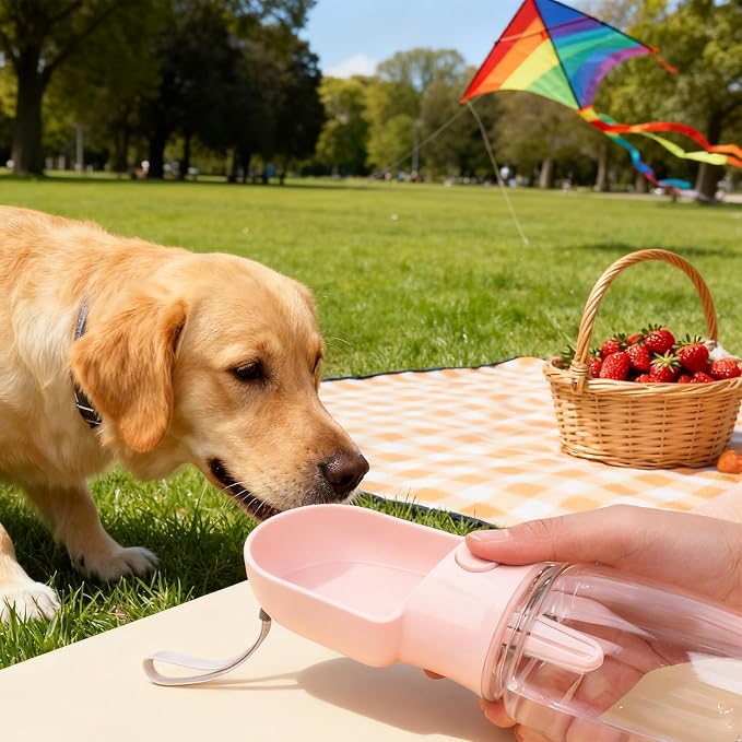 2-in-1 Dog Water Bottle with Food Container - 10oz Leak-Proof Travel Water - Image 7