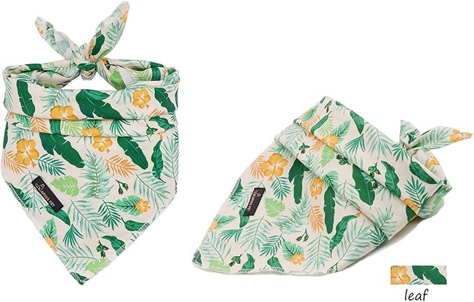 ARING PET Summer Dog Bandanas, Autumn Leaf Floral Kerchief Triangle Bibs Scarf - Image 6