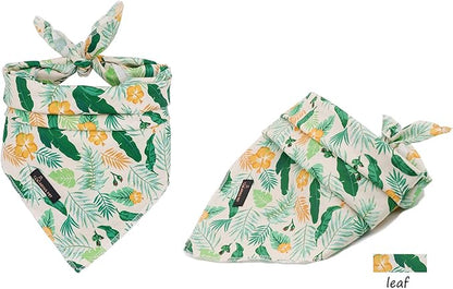 ARING PET Summer Dog Bandanas, Autumn Leaf Floral Kerchief Triangle Bibs Scarf - Image 6